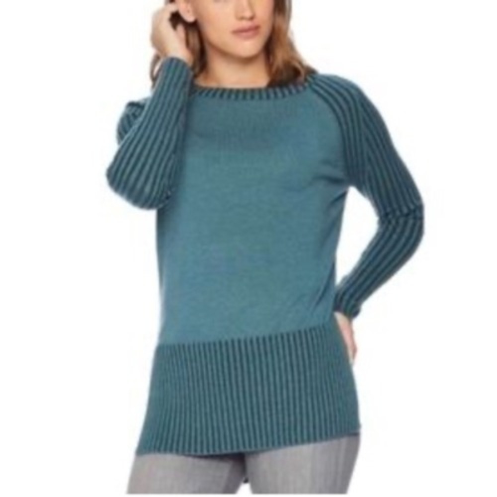 Smartwool Ripple Creek Tunic Sweater Womens M Green Merino Wool high Low Ribbed